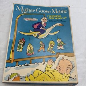 Rare Vintage 60s Mother Goose Baby Crib Mobile Blow Mold SaniToy Plastic Rhymes